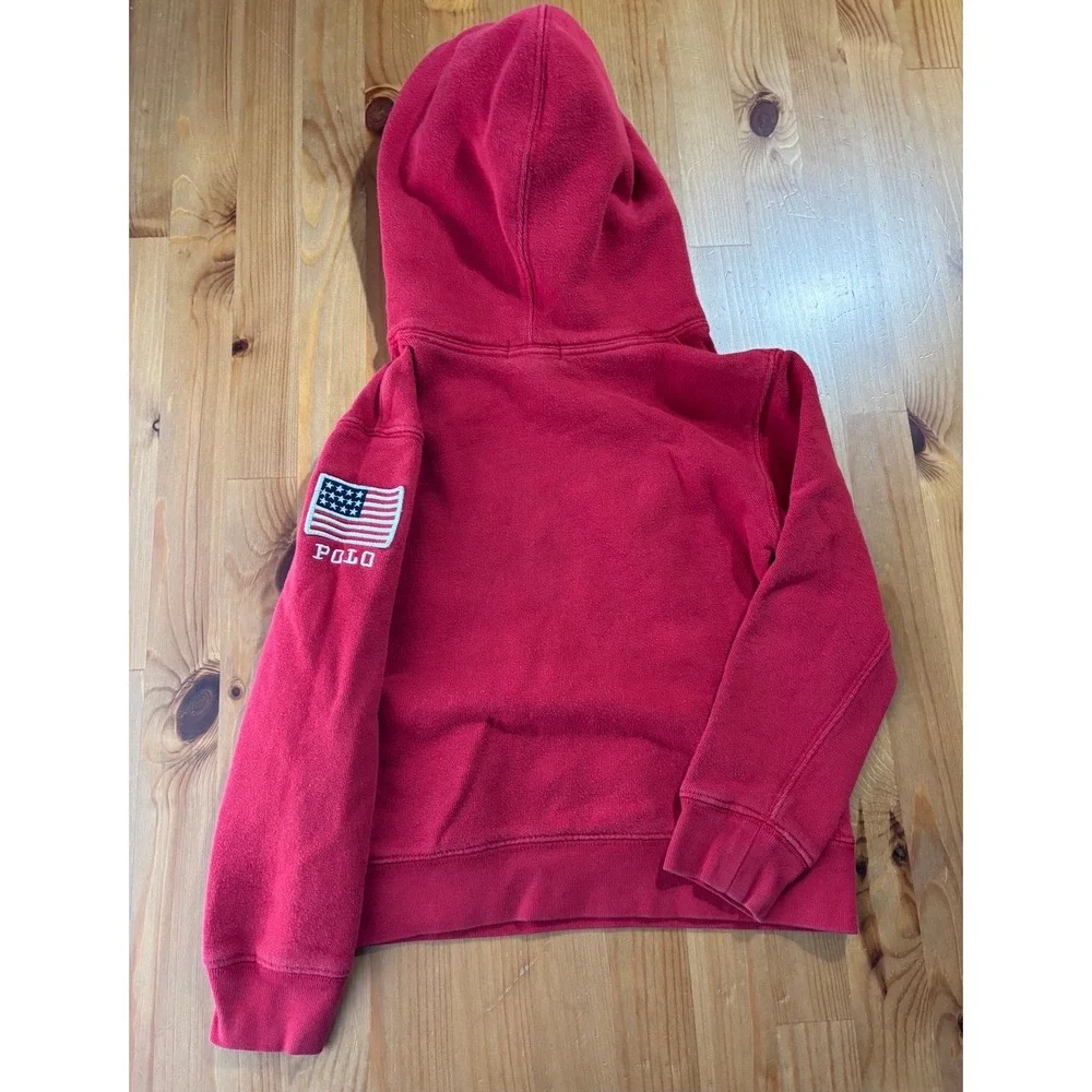 Vintage Boys' Polo Ralph Lauren‎ USA Embroidered Flag Hoodie Size 6